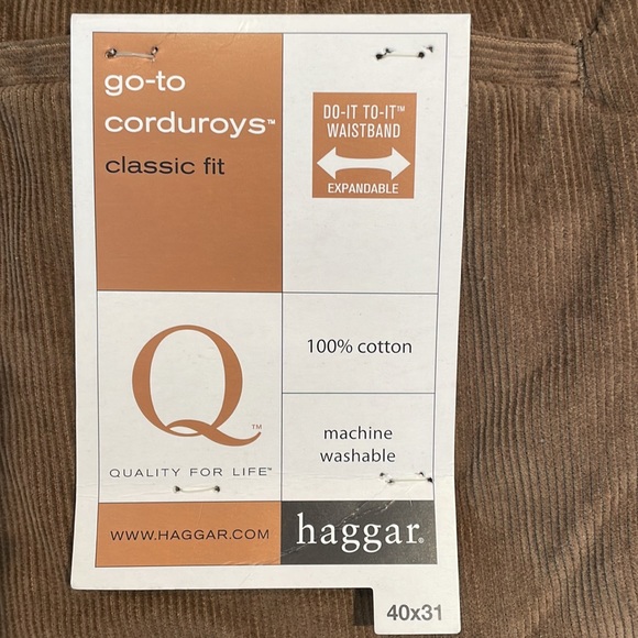 NWT Haggar || Go-To-Corduroys Classic Fit Pants; Size 40W X 31L - Picture 10 of 15